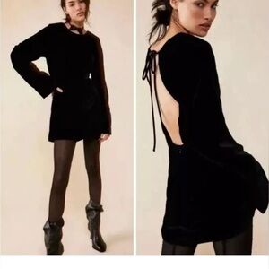 Free People Black Bell Sleeve Backless Cocktail Dress